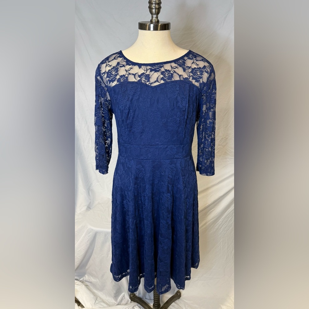 Elegant Blue Lace Dress